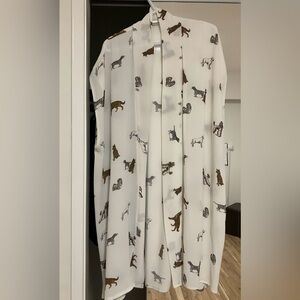 Dog Print Loose Long Open Vest